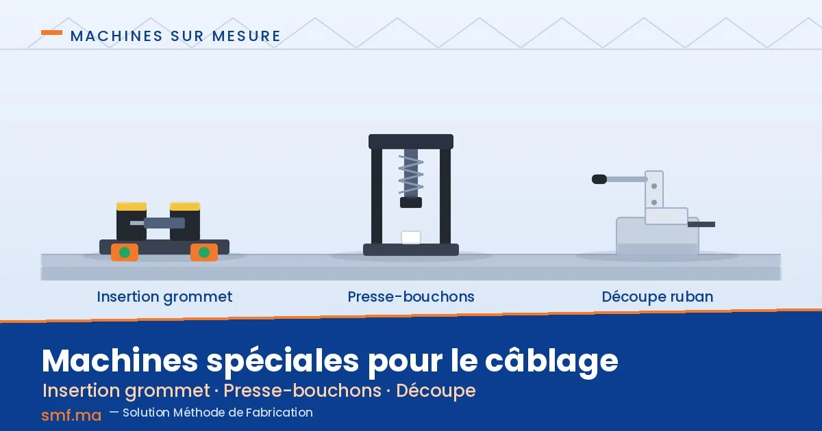 Machines spéciales pour le câblage automobile : grommet, presse-bouchons, découpe